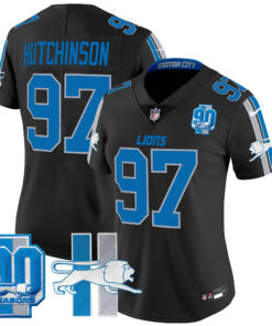 Women's Detroit Lions Throwback 90th Year Patch Vapor Limited Jersey - All Stitched