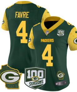 Women's Green Bay Packers 100th Season & Home Patch Cheese Vapor Limited Jersey – All Stitched