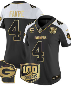 Women's Green Bay Packers 100th Season & Home Patch Gold Vapor Limited Jersey – All Stitched