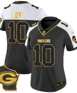Women's Green Bay Packers Home Patch Gold Vapor Jersey - All Stitched