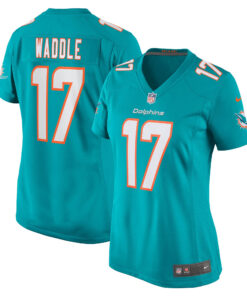 Women's Jaylen Waddle Miami Dolphins Aqua Jersey - All Stitched