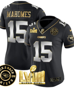 Women's Kansas City Chiefs Super Bowl LVIII & Back 2 Back Patch Vapor Jersey V4 - All Stitched