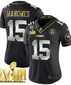 Women's Kansas City Chiefs Super Bowl LVIII & Back 2 Back Patch Vapor Jersey V5 - All Stitched