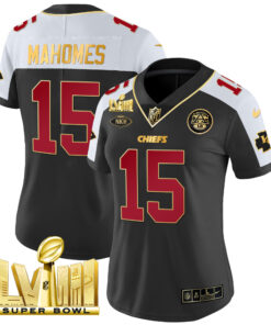 Women's Kansas City Chiefs Super Bowl LVIII Gold Patch Vapor Jersey V2- All Stitched