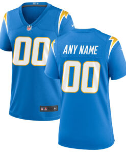 Women's Los Angeles Chargers Powder Blue Custom Game Jersey – All Stitched