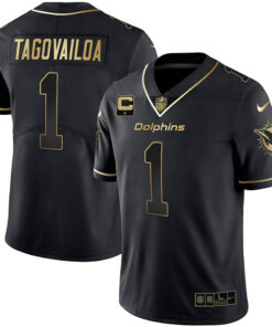 Women's Miami Dolphins White Gold & Black Gold Jersey - All Stitched