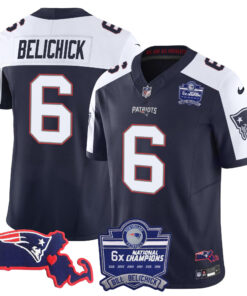 Women's New England Patriots Bill Belichick 6x Champions Patch Vapor Jersey - All Stitched