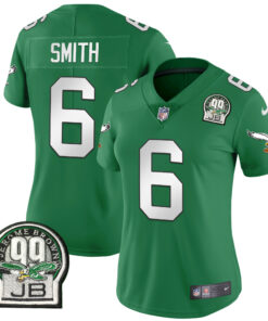 Women's Philadelphia Eagles Jerome Brown Retired Patch Gold & Kelly Jersey - All Stitched