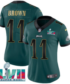 Women's Philadelphia Eagles Super Bowl LVII Gold Trim Jersey - All Stitched