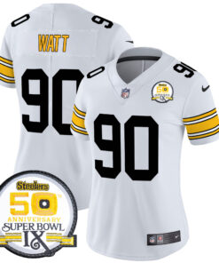 Women's Pittsburgh Steelers 50th Anniversary Of Super Bowl IX Patch Vapor Limited Jersey - All Stitched