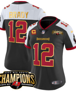 Women's Tampa Bay Buccaneers 2023 NFC South Champions Patch Gold Trim Vapor Jersey - All Stitched