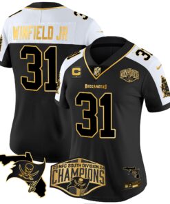 Women's Tampa Bay Buccaneers 2024 NFC South Division Champions Patch Gold Vapor Limited Jersey - All Stitched