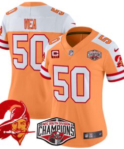 Women's Tampa Bay Buccaneers Creamsicle 2024 NFC South Division Champions Patch Vapor Limited Jersey - All Stitched