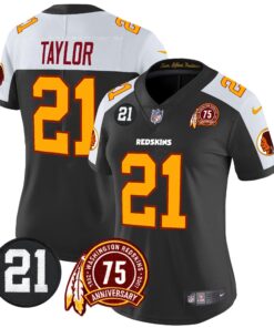 Women's Washington Redskins 75th & Sean Taylor Patch Vapor Limited Jersey - All Stitched