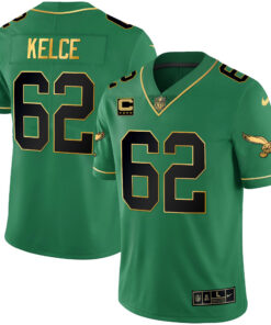 Youth's Philadelphia Eagles Kelly Green Gold Jersey - All Stitched