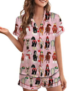 Women's Funny Horse Christmas Satin Pajamas Set (7)
