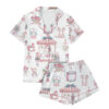 Women’s Nutcracker Pink Christmas Cute Holiday Satin Pajamas Set