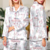 Women’s Nutcracker Pink Christmas Cute Holiday Satin Pajamas Set