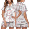 Women’s Nutcracker Pink Christmas Cute Holiday Satin Pajamas Set