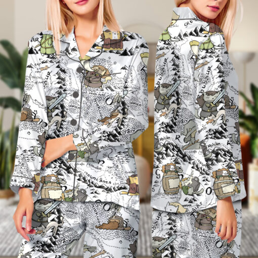 Women’s Lord Of The Rings Map Satin Pajama Set For Women