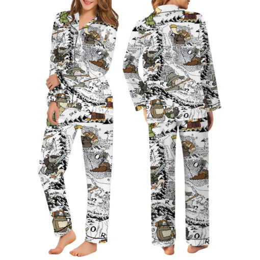 Women’s Lord Of The Rings Map Satin Pajama Set For Women