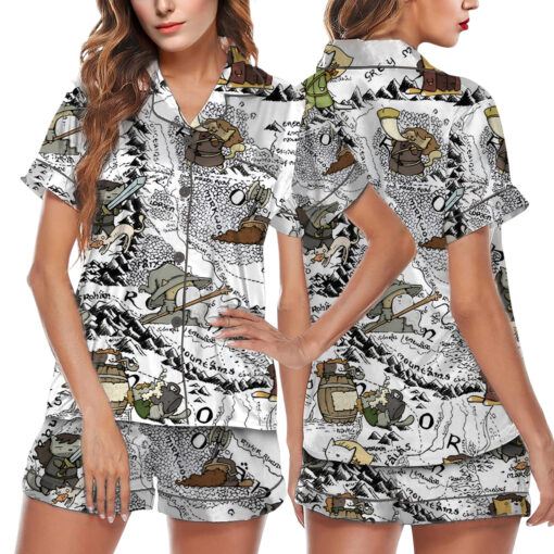 Women’s Lord Of The Rings Map Satin Pajama Set For Women