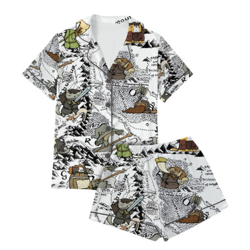 Women’s Lord Of The Rings Map Satin Pajama Set For Women