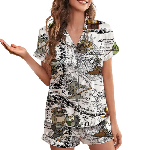 Women’s Lord Of The Rings Map Satin Pajama Set For Women