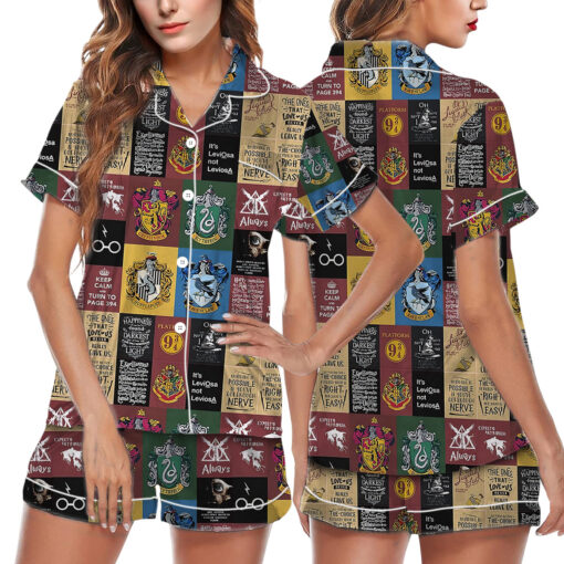 Hogwarts School Satin Pajamas Set For Women