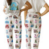 White Christmas Sisters Casual Pajama Set For Women