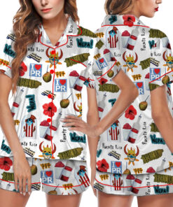 Puerto Rico Travel Satin Pajama Set For Women