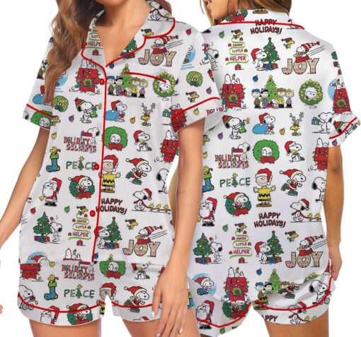 Snoopy Merry Christmas Satin Pajamas Set For Women