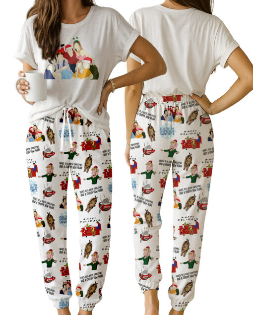 Friends Tv Series Christmas Satin Pajamas Set For Women