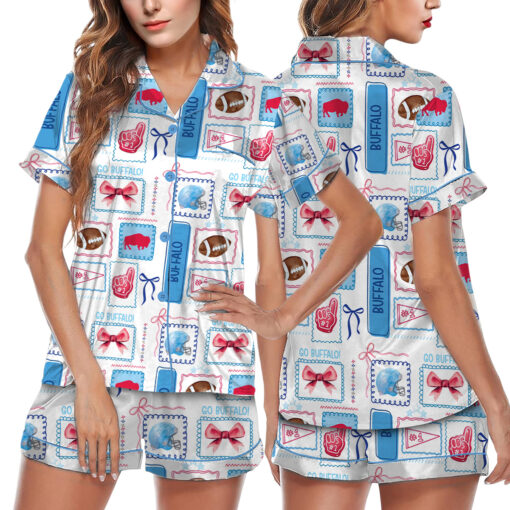 Coquette Buffalo Football Satin Pajamas Set