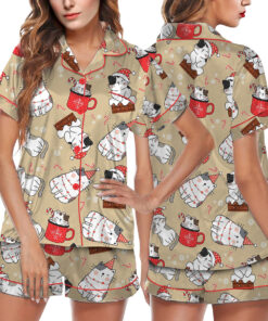 Women's Christmas Cat Pajama Set For Women