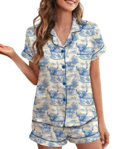 Women’s Cows In Buckets Satin Pajama Set For Women