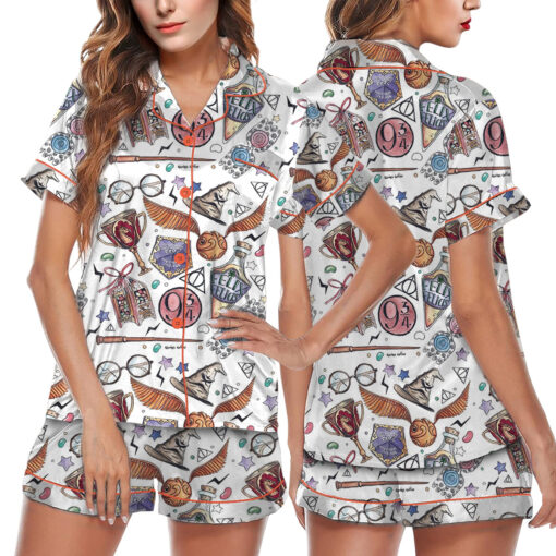 Halloween Wizard Magic Satin Pajamas Set For Women