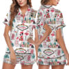 Women’s Las Vegas Watercolor Gambling Casino Nevada City Satin Pajamas Set