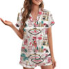 Women’s Las Vegas Watercolor Gambling Casino Nevada City Satin Pajamas Set