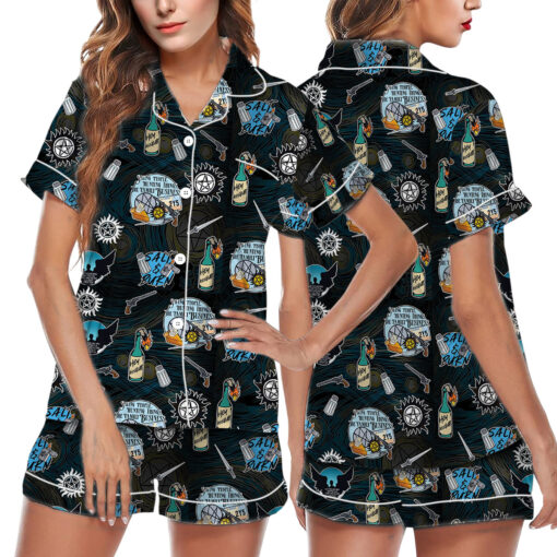 Hunting Retro Movie Satin Pajamas Set For Women