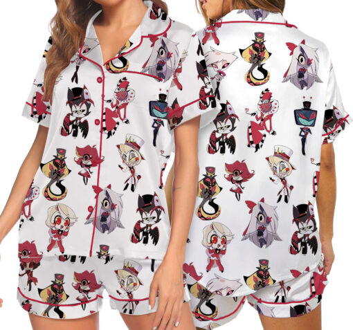 Hazbin Hotel Silky Satin Pajamas Set For Women